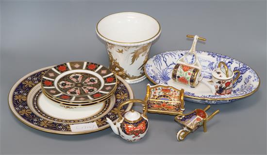 A collection of Royal Crown Derby and a Minton plate